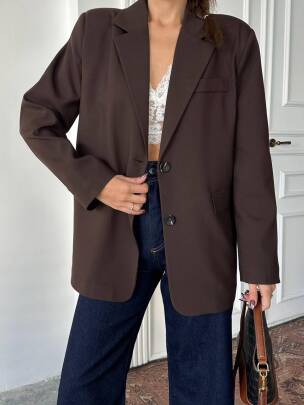 ADRİANA Pileli Ceket 1118 - Acı Kahve - MAXMOOR