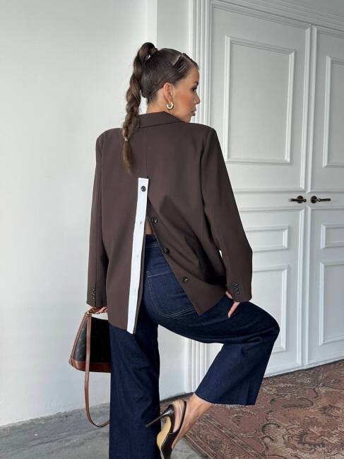 ADRİANA Pileli Ceket 1118 - Acı Kahve - 2