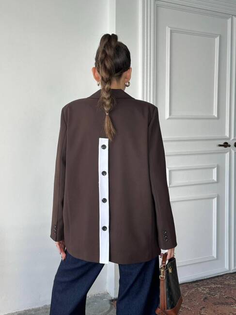 ADRİANA Pileli Ceket 1118 - Acı Kahve - 3