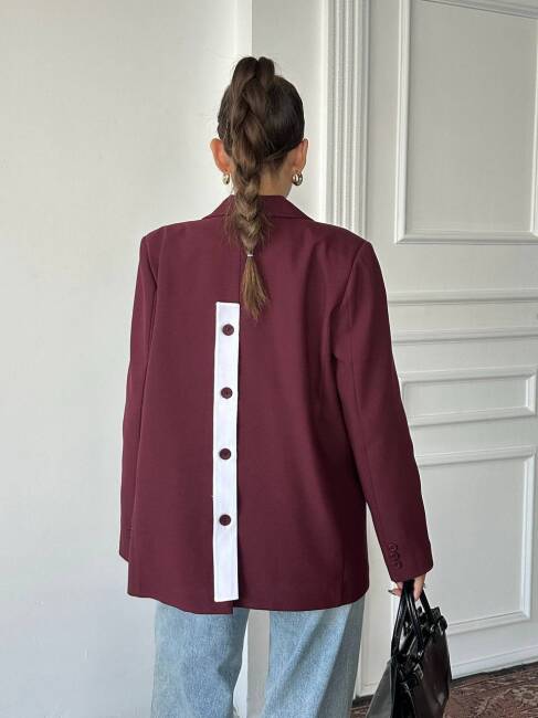 ADRİANA Pileli Ceket 1118 - Bordo - 2