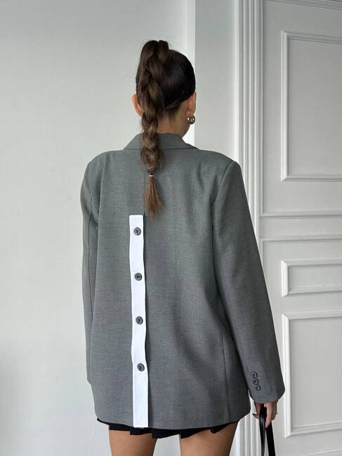 ADRİANA Pileli Ceket 1118 - Gri - 3