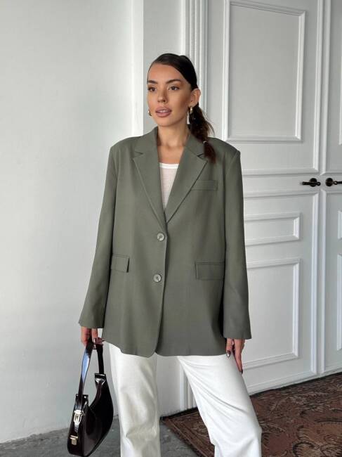 ADRİANA Pileli Ceket 1118 - Haki - 1