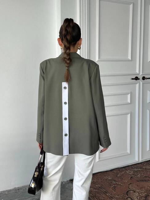 ADRİANA Pileli Ceket 1118 - Haki - 2