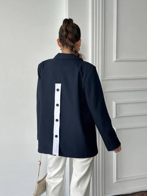 ADRİANA Pileli Ceket 1118 - Lacivert - 3