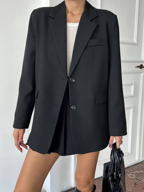 ADRİANA Pileli Ceket 1118 - Siyah - 2