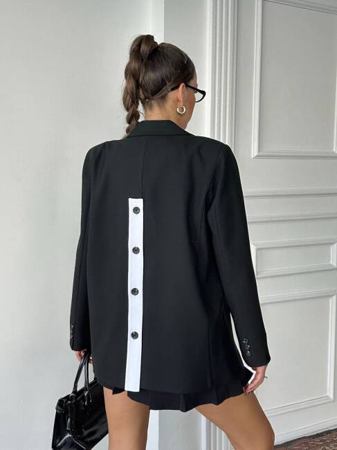 ADRİANA Pileli Ceket 1118 - Siyah - 3