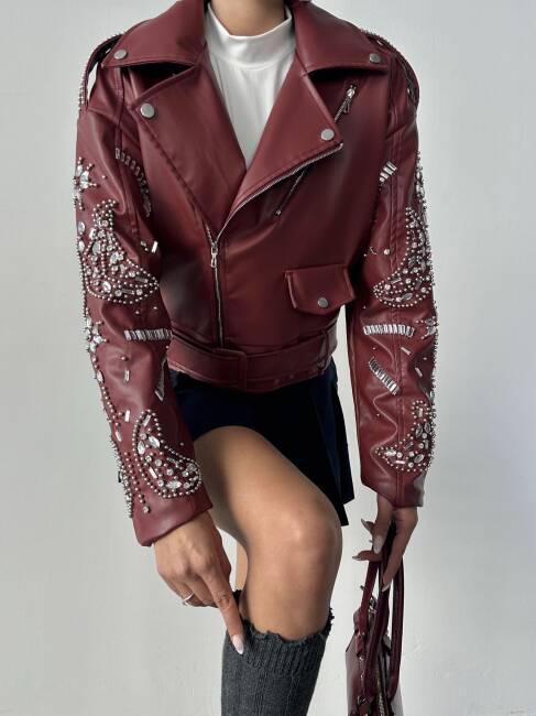 ALARA Deri Ceket 5091 - Bordo - 5