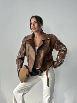 ALARA Deri Ceket 5091 - Kahverengi - MAXMOOR