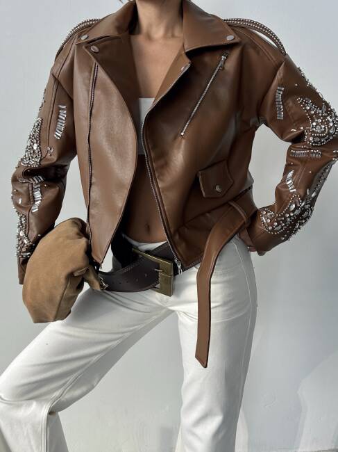 ALARA Deri Ceket 5091 - Kahverengi - 4