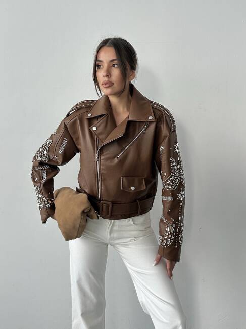 ALARA Deri Ceket 5091 - Kahverengi - 6