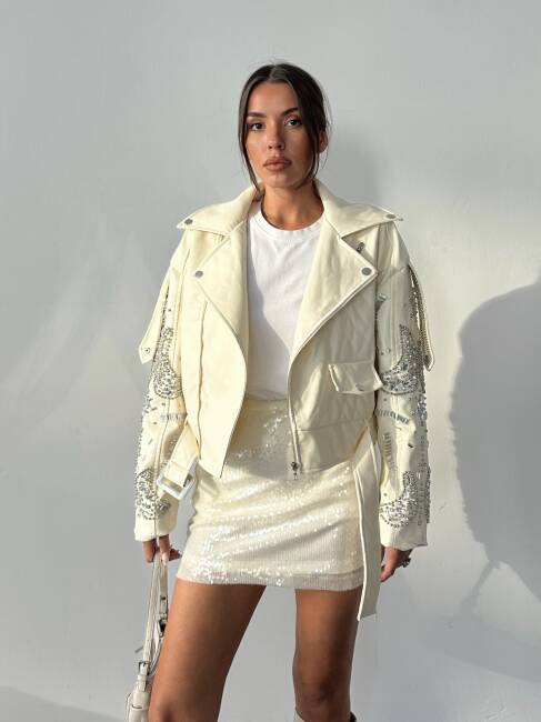 ALARA Deri Ceket 5091 - Krem - 1