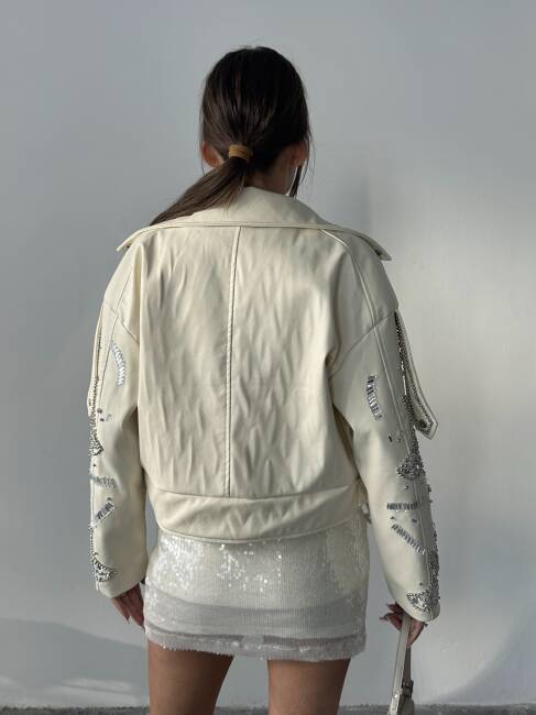 ALARA Deri Ceket 5091 - Krem - 7