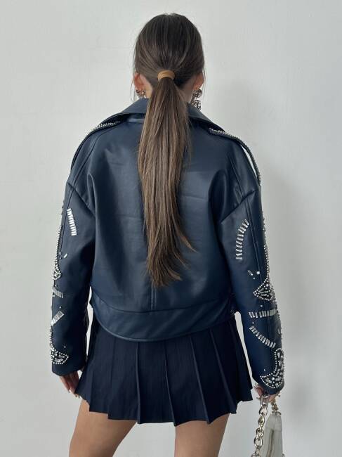 ALARA Deri Ceket 5091 - Lacivert - 5