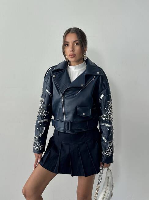 ALARA Deri Ceket 5091 - Lacivert - 6