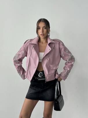 ALARA Deri Ceket 5091 - Pembe - MAXMOOR