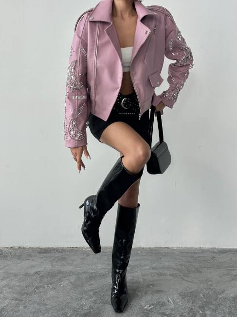 ALARA Deri Ceket 5091 - Pembe - 3