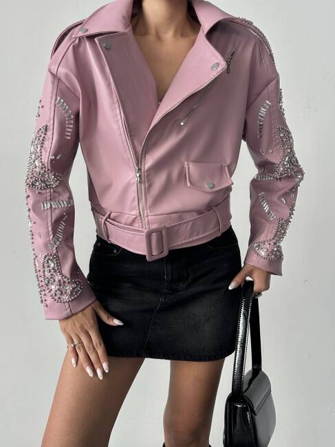 ALARA Deri Ceket 5091 - Pembe - 5