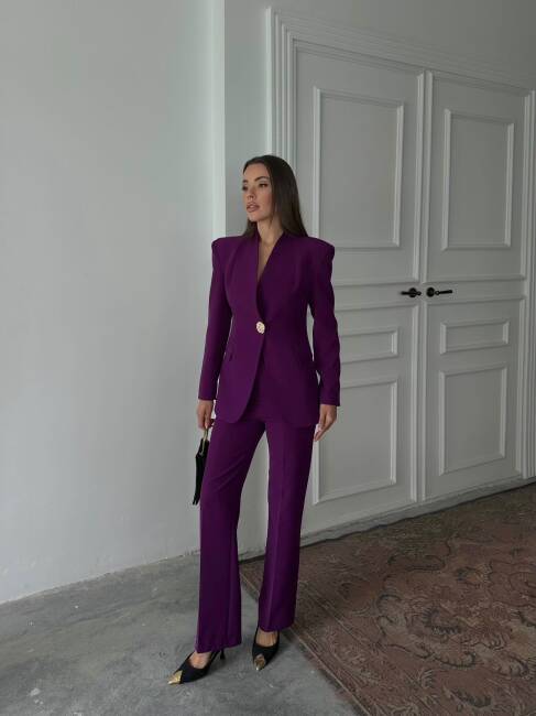 ALVİN Ceket Pantolon Takım 9901 - Mor - 1