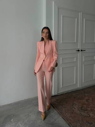 ALVİN Ceket Pantolon Takım 9901 - Pudra 