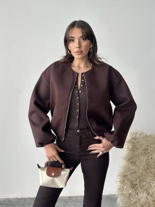 AMARANT Bomber Ceket 5267 - Acı Kahve - MAXMOOR