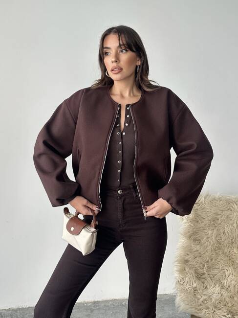 AMARANT Bomber Ceket 5267 - Acı Kahve - 2