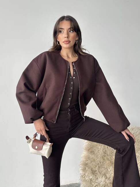 AMARANT Bomber Ceket 5267 - Acı Kahve - 3