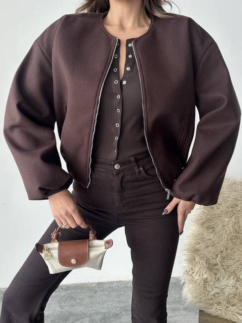 AMARANT Bomber Ceket 5267 - Acı Kahve - 4