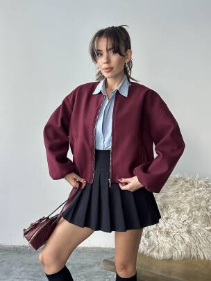 AMARANT Bomber Ceket 5267 - Bordo - MAXMOOR