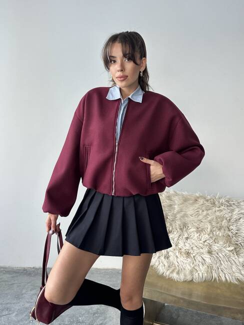 AMARANT Bomber Ceket 5267 - Bordo - 5