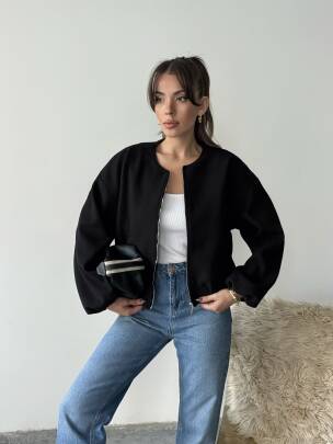 AMARANT Bomber Ceket 5267 - Siyah - MAXMOOR