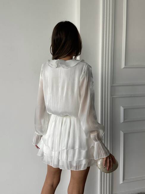 ANEMON Midi Elbise 1222 - Beyaz - 2