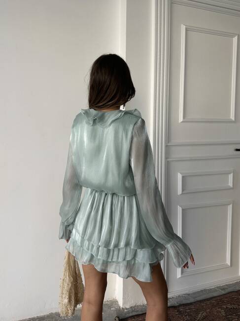 ANEMON Midi Elbise 1222 - Mint - 2