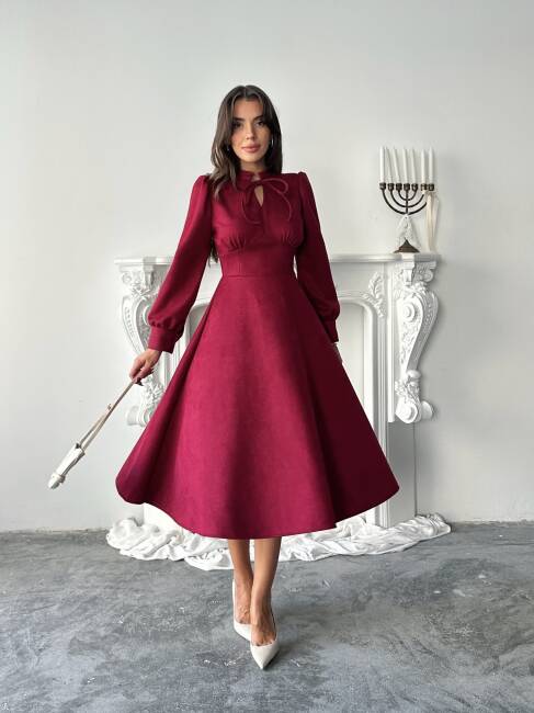 ASTER Elbise 1243 - Bordo - 1