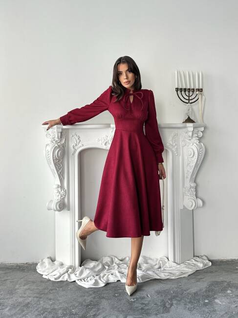 ASTER Elbise 1243 - Bordo - 3