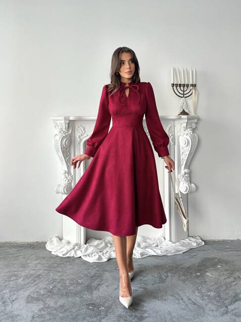 ASTER Elbise 1243 - Bordo - 4