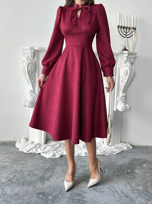 ASTER Elbise 1243 - Bordo - 5