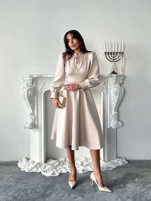 ASTER Elbise 1243 - Bej - 5