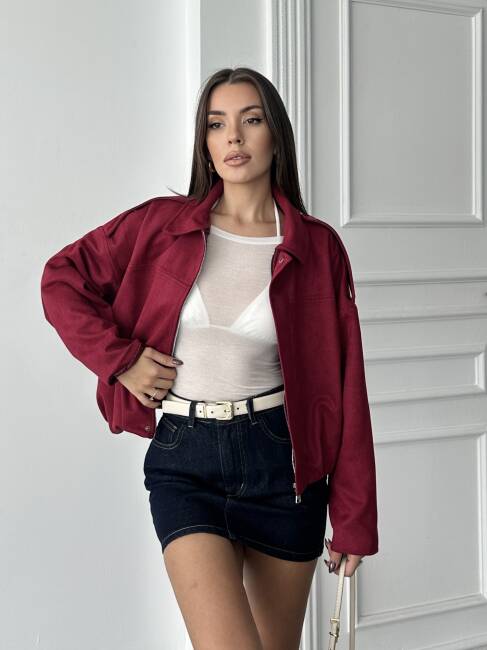 BOMBER Ceket 5268 - Bordo - 2