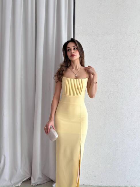Burnice Elbise Sarı- 3029 - 4