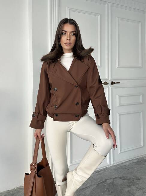 CASSA Kürk Detaylı Trenç 5277 - Acı Kahve - 3