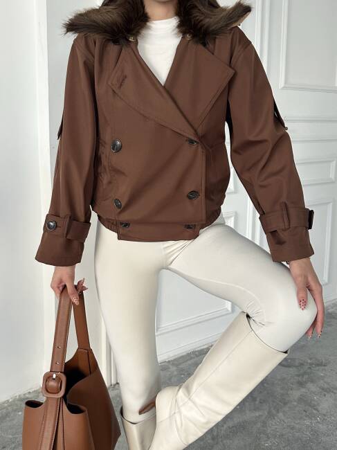 CASSA Kürk Detaylı Trenç 5277 - Acı Kahve - 4