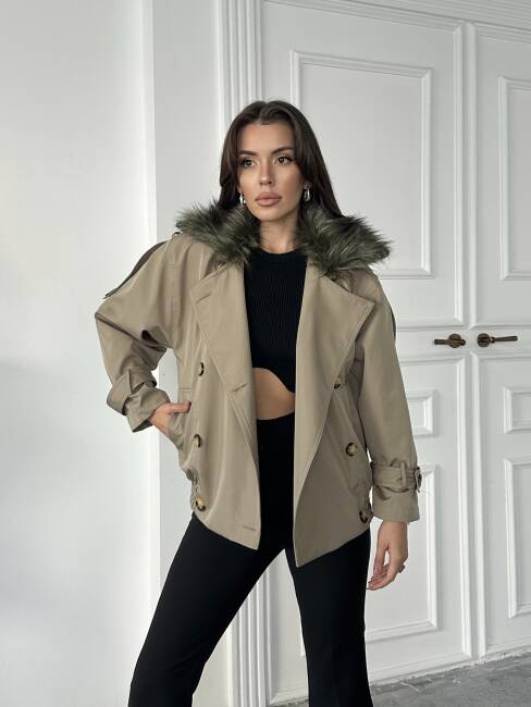 CASSA Kürk Detaylı Trenç 5277 - Bej - 3