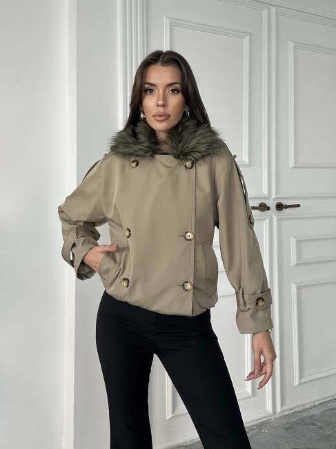 CASSA Kürk Detaylı Trenç 5277 - Bej - 5