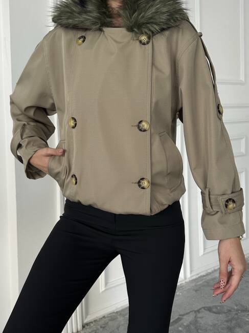 CASSA Kürk Detaylı Trenç 5277 - Bej - 6