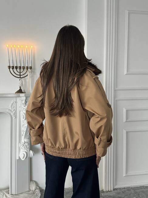 CASSA Kürk Detaylı Trenç 5277 - Kahverengi - 4