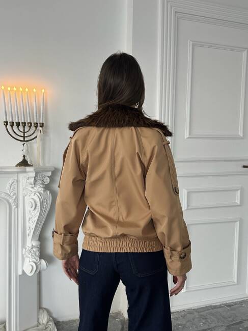 CASSA Kürk Detaylı Trenç 5277 - Kahverengi - 6