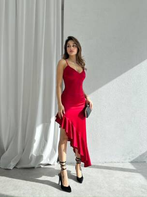 CHARA Midi Elbise 1108 - Bordo 