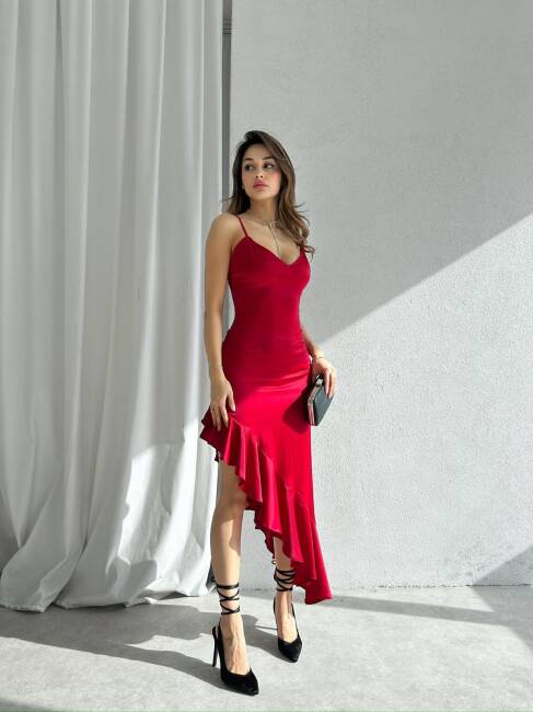 CHARA Midi Elbise 1108 - Bordo - 1
