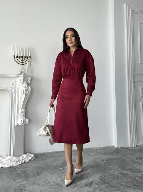 COSMOS Elbise 1245 - Bordo - 2