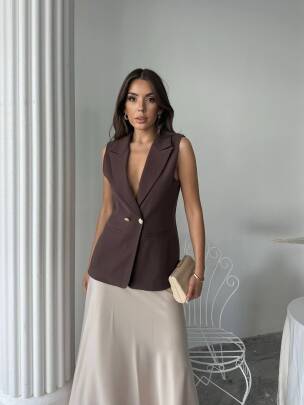 EDNA Yelek 9903 - Acı Kahve 